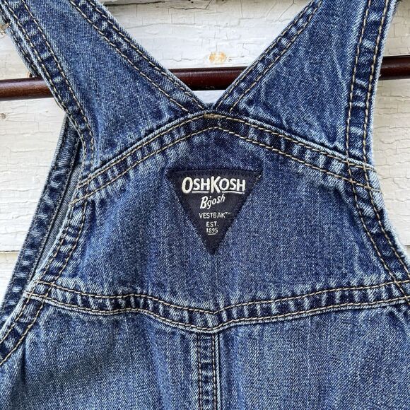 OshKosh B'Gosh Denim Overalls Baby Boy Reverse Logo Bib Vestbak- Size 12M - Picture 4 of 8